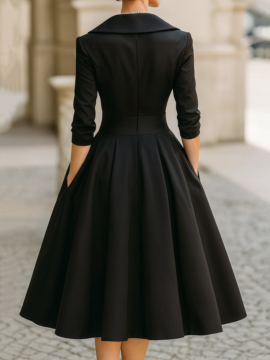 Laura - Elegantiškas ilgomis rankovėmis midi suknelė