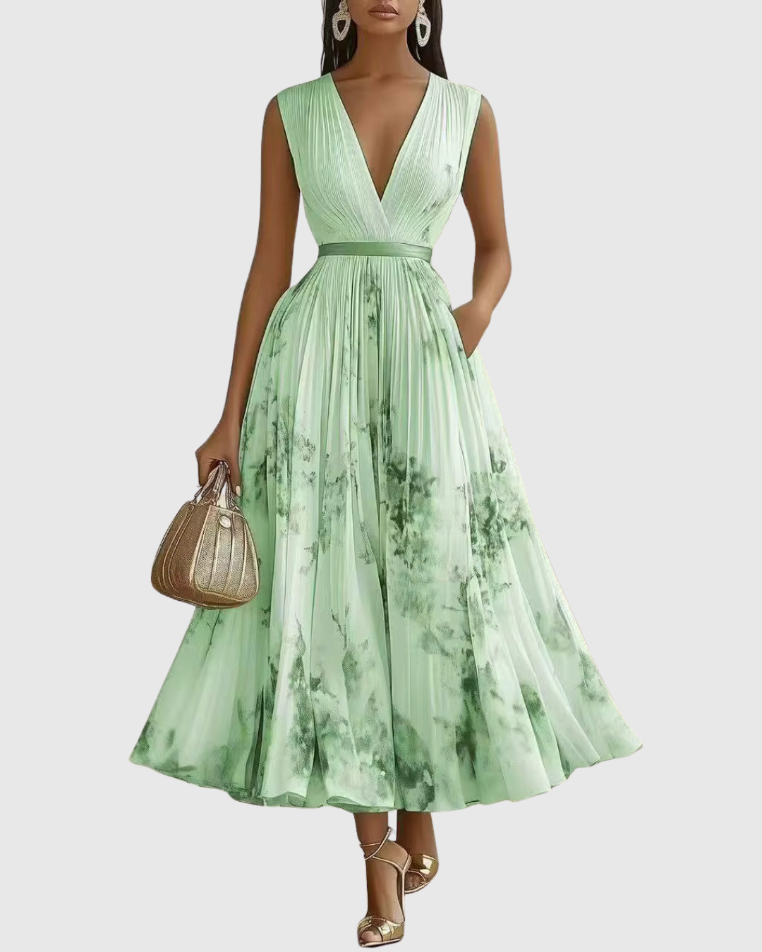 Siena™ - Elegantiška klostuota maxi suknelė