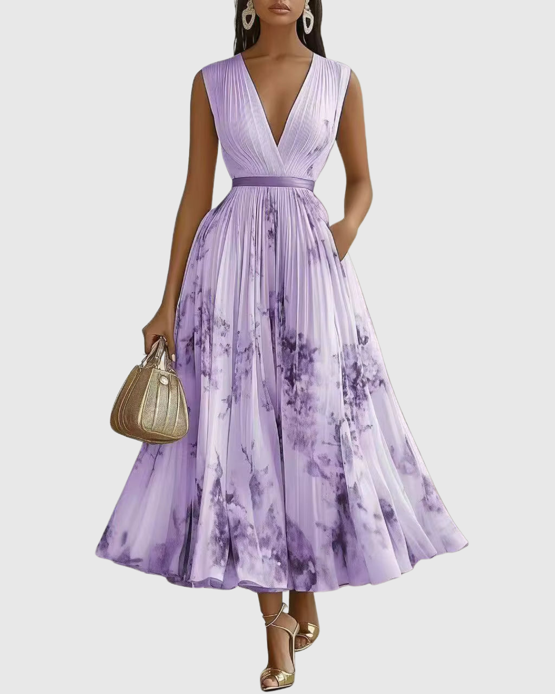 Siena™ - Elegantiška klostuota maxi suknelė