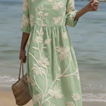 Gwen | Plant & Flower Print Midi Dress