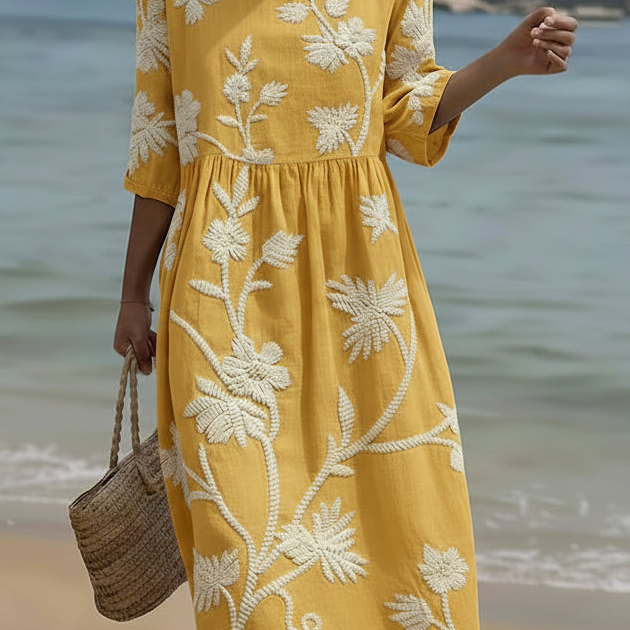 Yassy | Midi suknelė su augalų ir gėlių raštu