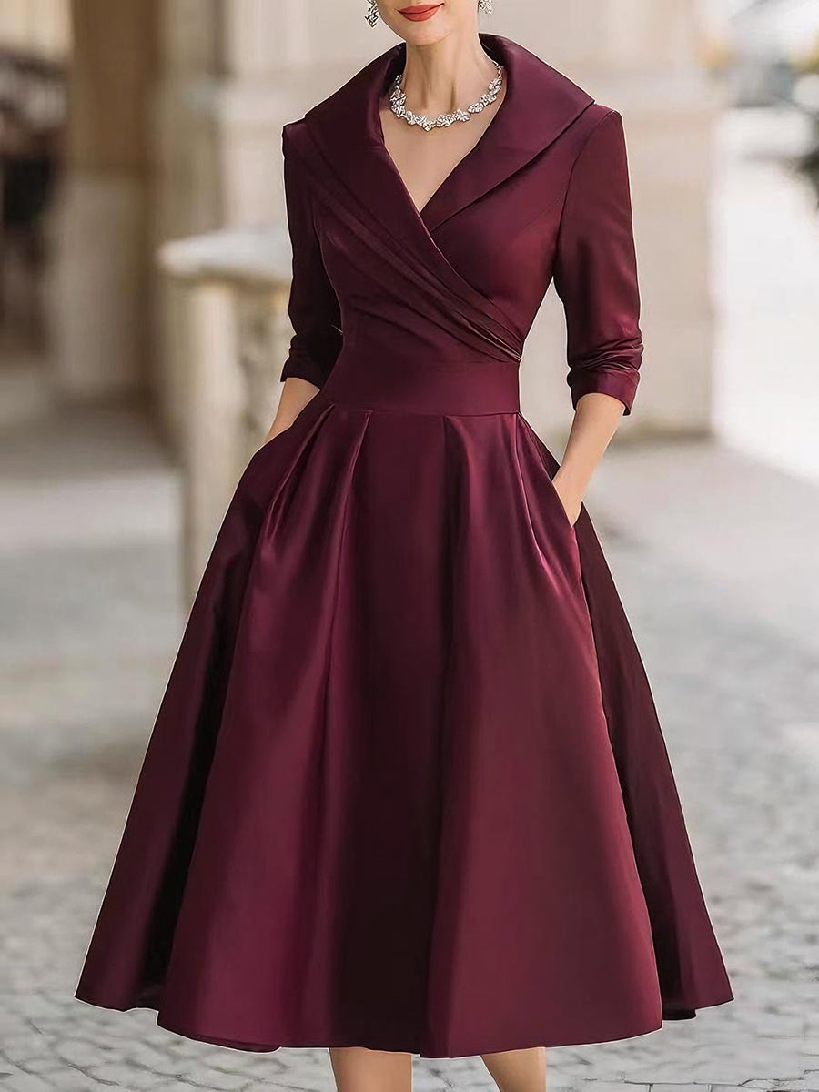 Laura - Elegantiškas ilgomis rankovėmis midi suknelė