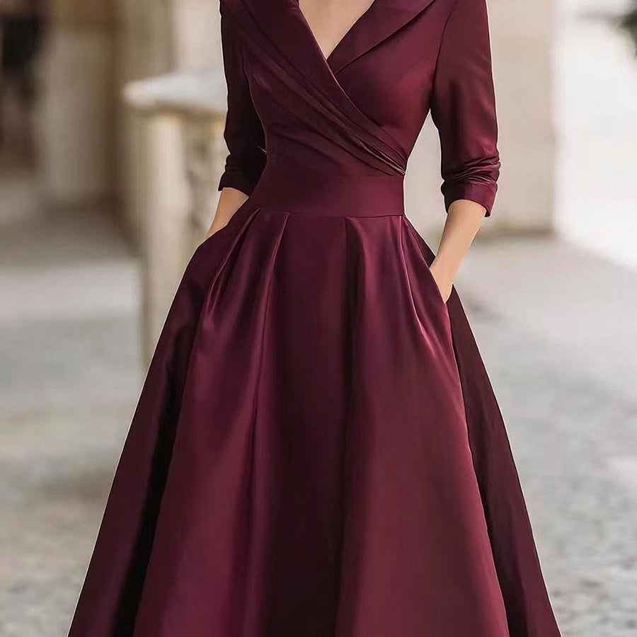 Laura - Elegantiškas ilgomis rankovėmis midi suknelė