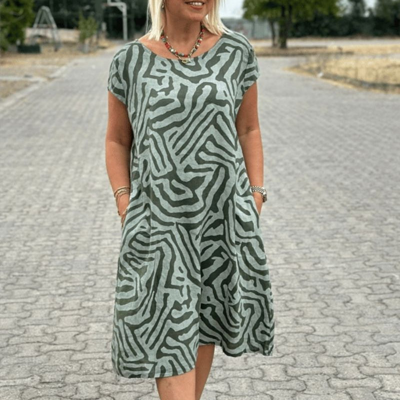 Avanille | Vasarinė Suknelė su Apvaliu Kaklu