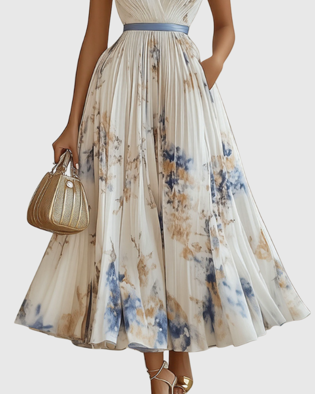 Siena™ - Elegantiška klostuota maxi suknelė