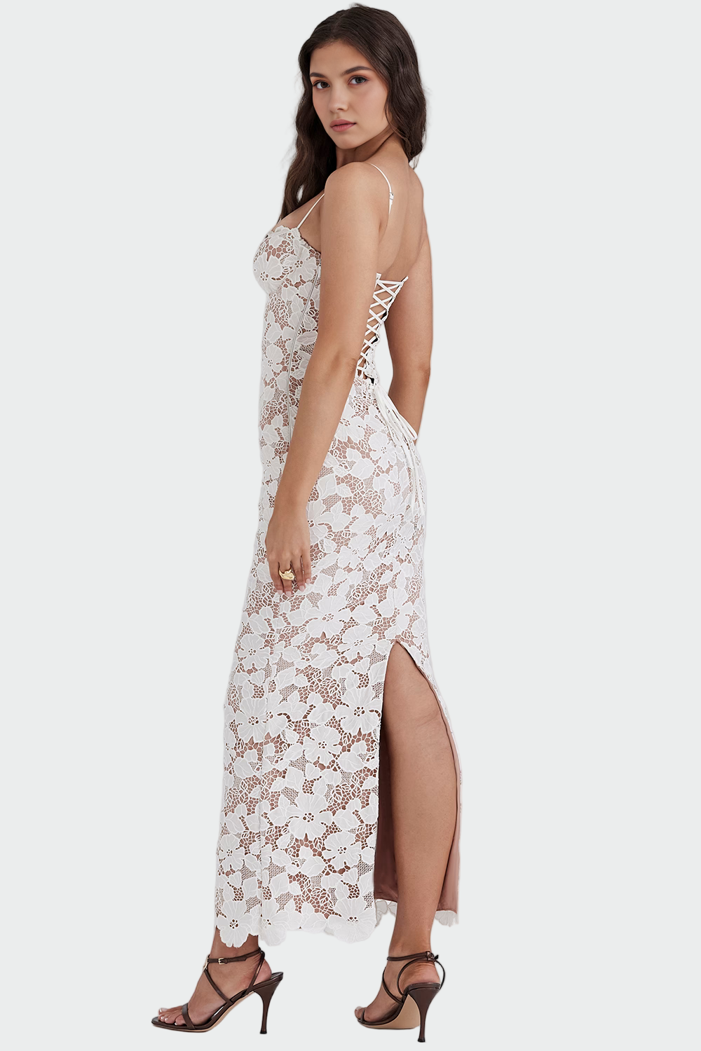 Diana™ - Baltas Nėriniuotas Maxi