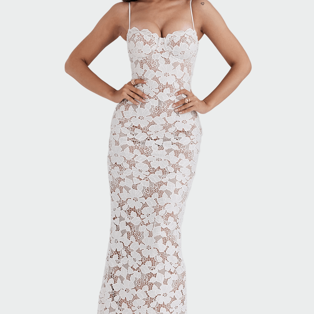 Diana™ - Baltas Nėriniuotas Maxi