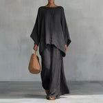 Kristina | Stilingas dviejų dalių komplektas su ilgomis rankovėmis ir plačiomis kelnėmis