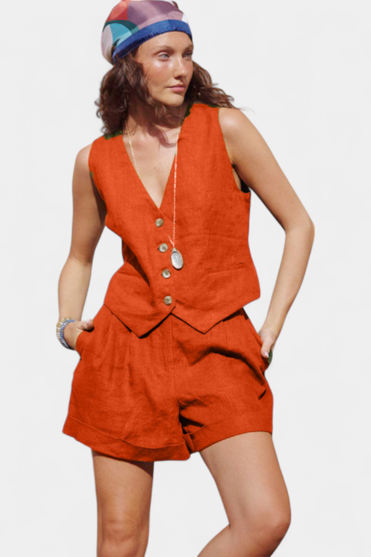 Jennifer Conjunto Liemenė ir Šortai iš Lino ir Medvilnės