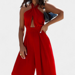 Jessica Mono Halter Kryžminis Be Nugaros ir Plačiomis Kelnėmis