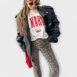 Carina™ - Retro džinsai su leopardų raštu