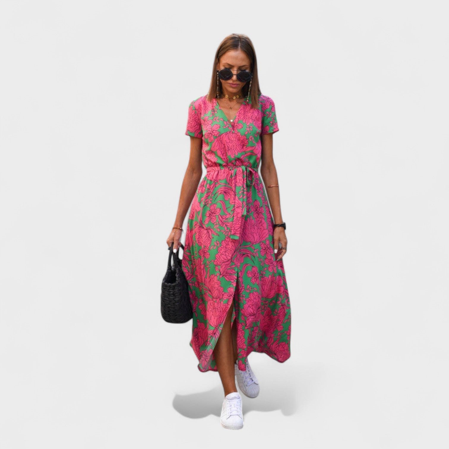 Rožinis Lirio Suknelė - Boho Chic Stilius