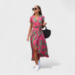 Rožinis Lirio Suknelė - Boho Chic Stilius