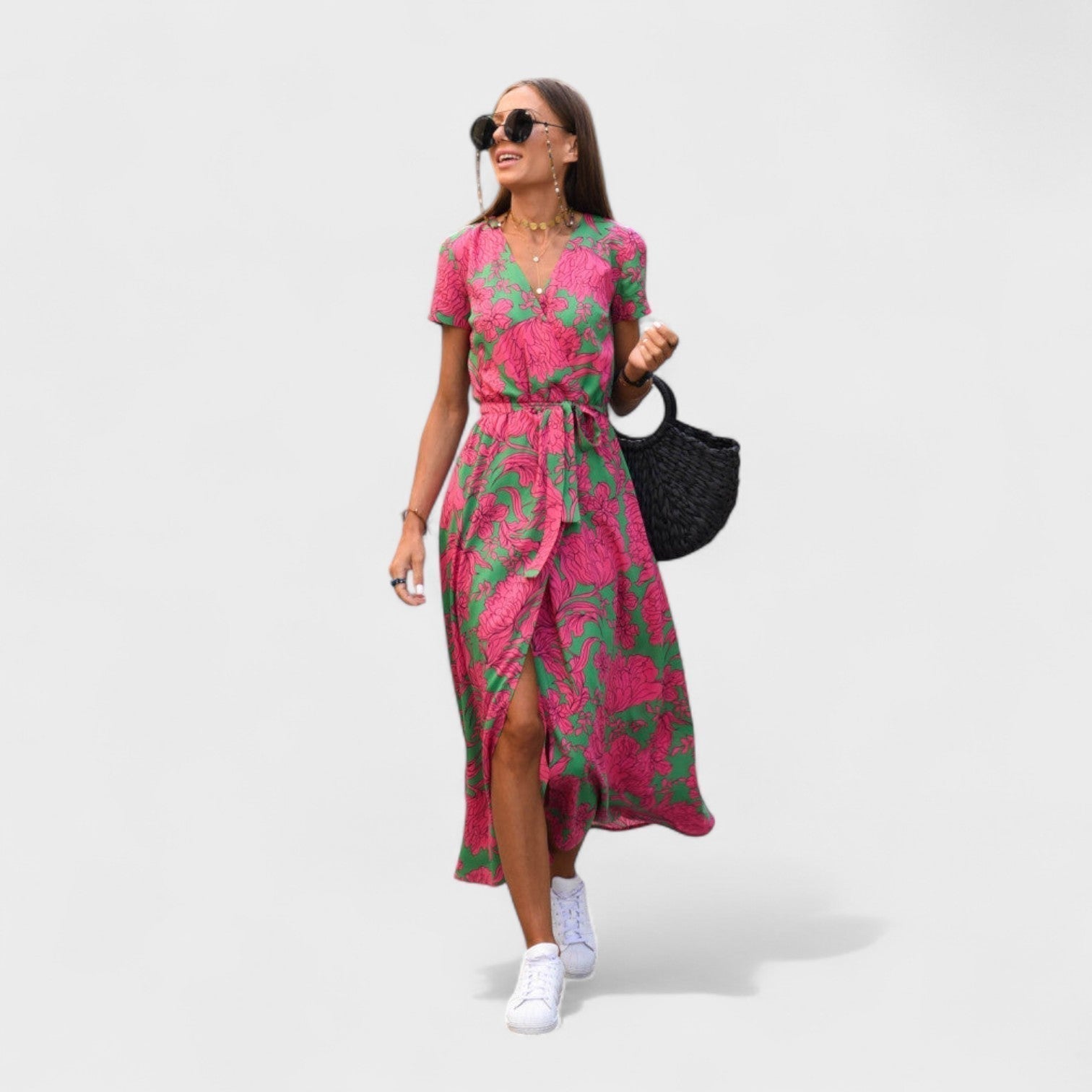 Rožinis Lirio Suknelė - Boho Chic Stilius