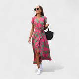 Rožinis Lirio Suknelė - Boho Chic Stilius