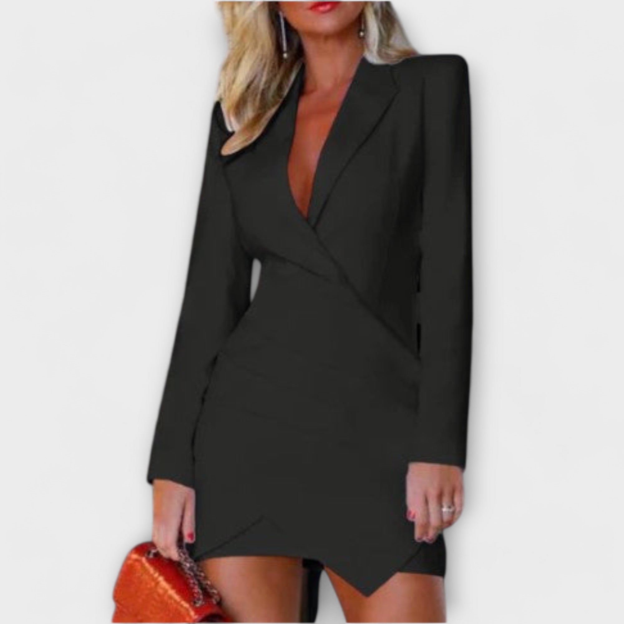 Gabriela - Elegantiškas Blazer Suknelė su Giliais Iškirpte