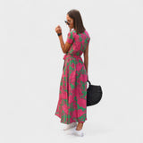 Rožinis Lirio Suknelė - Boho Chic Stilius