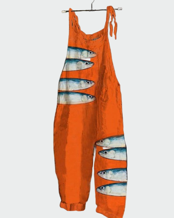 Retro jumpsuit su plačiomis kelnėmis