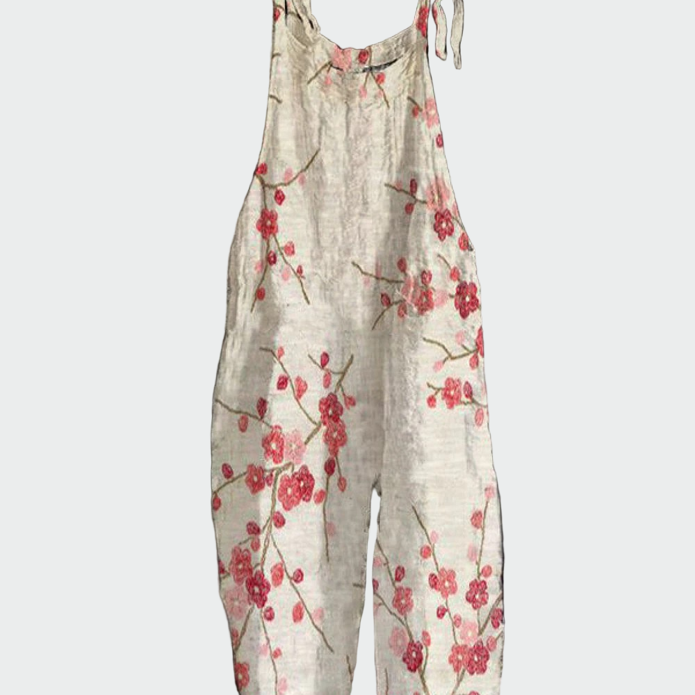 Retro gėlių jumpsuit