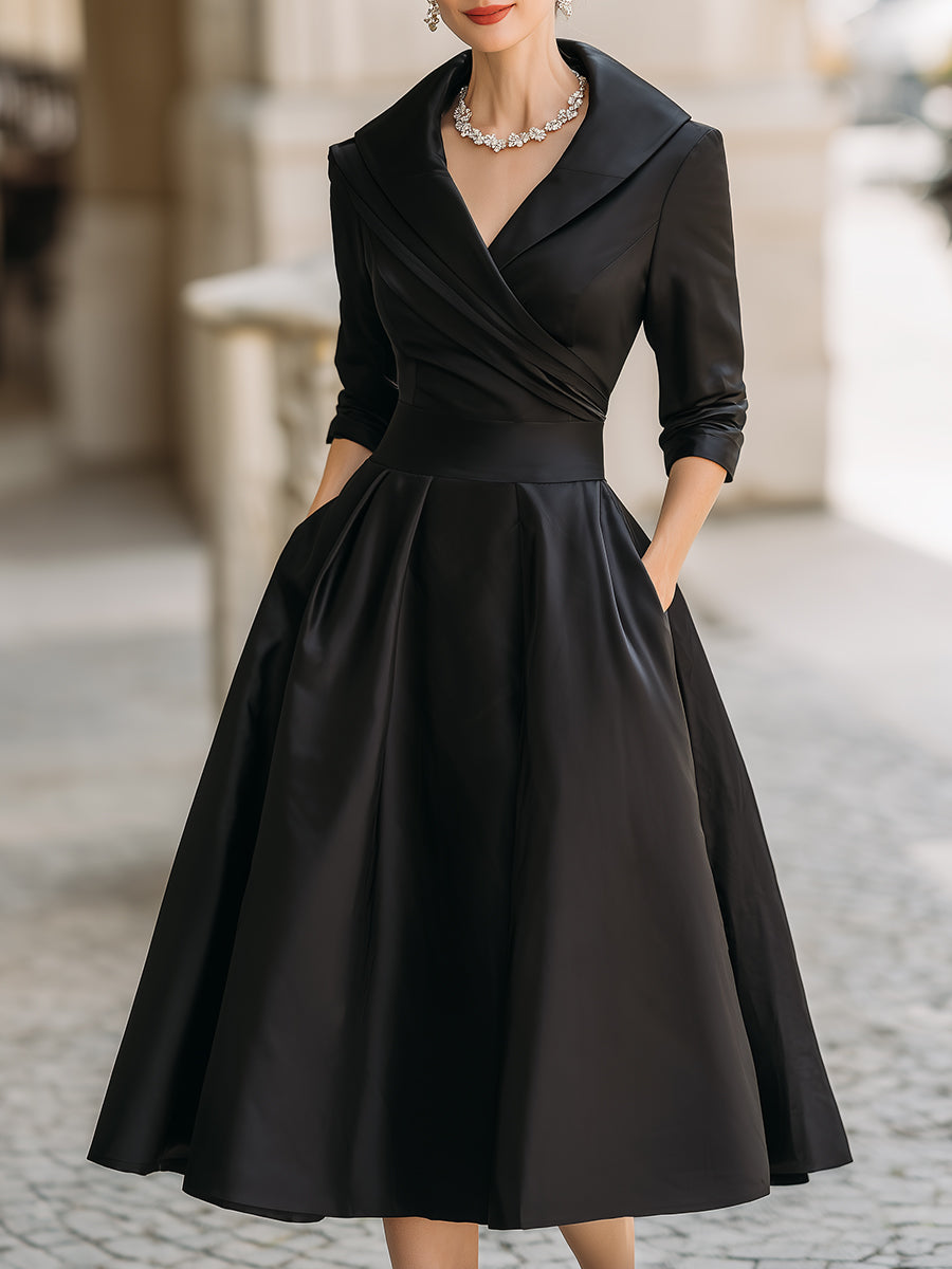 Laura - Elegantiškas ilgomis rankovėmis midi suknelė