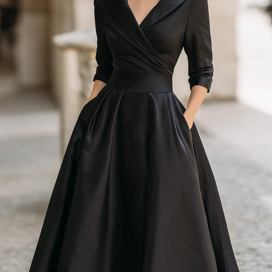 Laura - Elegantiškas ilgomis rankovėmis midi suknelė