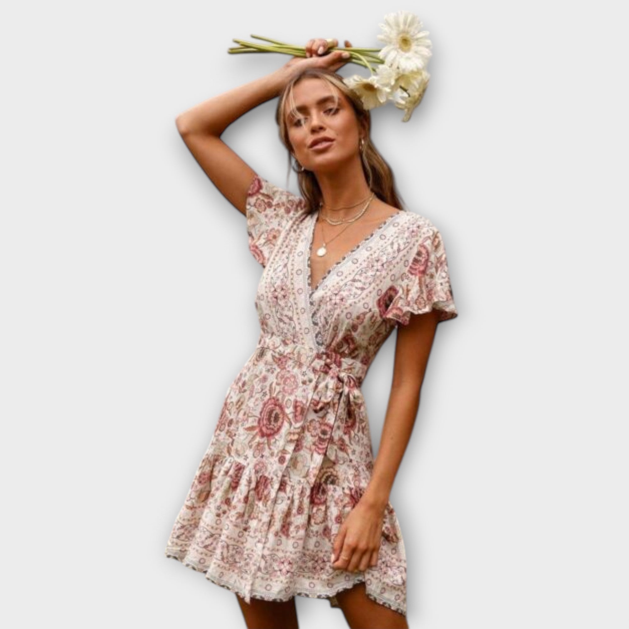Adélia - Trumpa boho suknelė