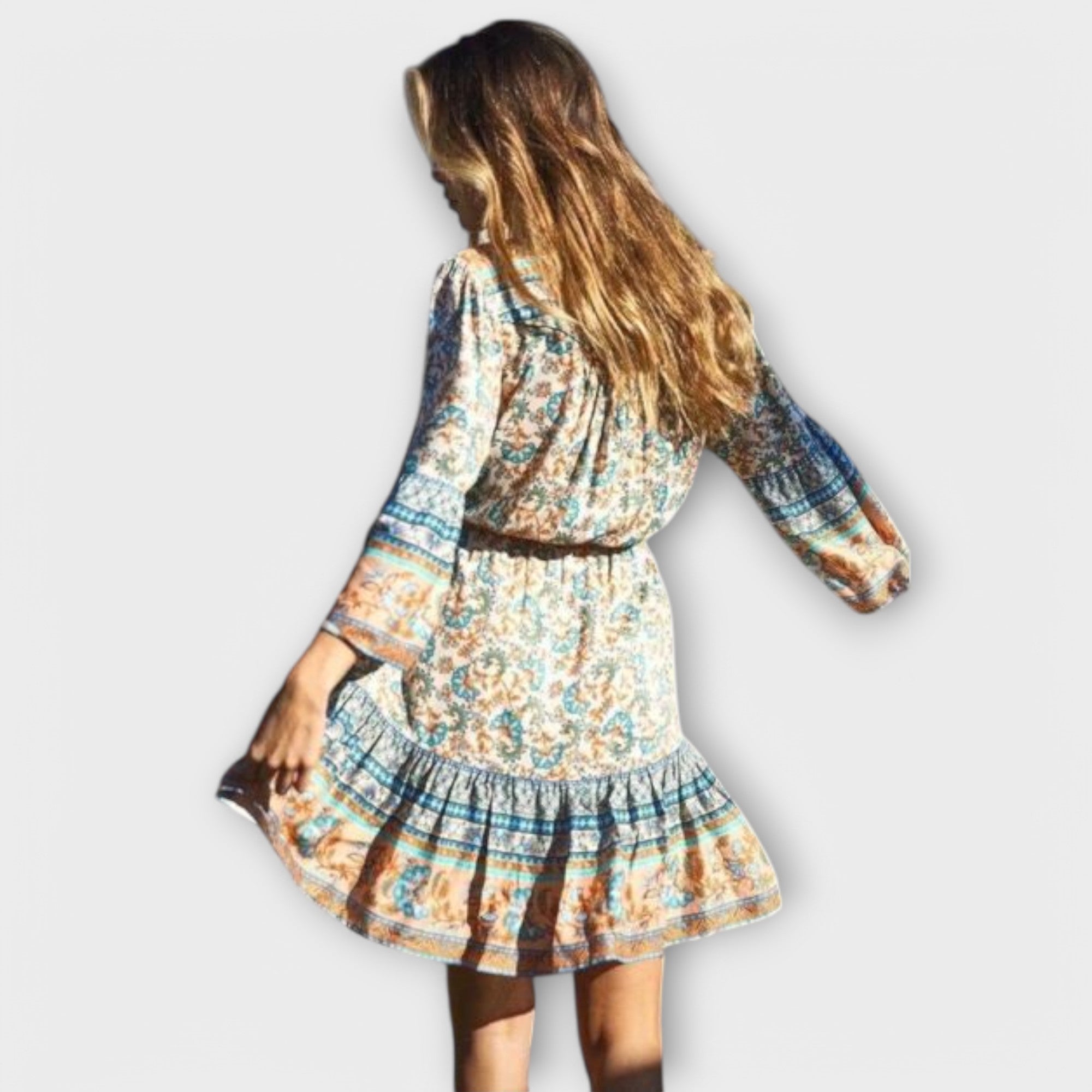 Gisela - Trumpa boho suknelė