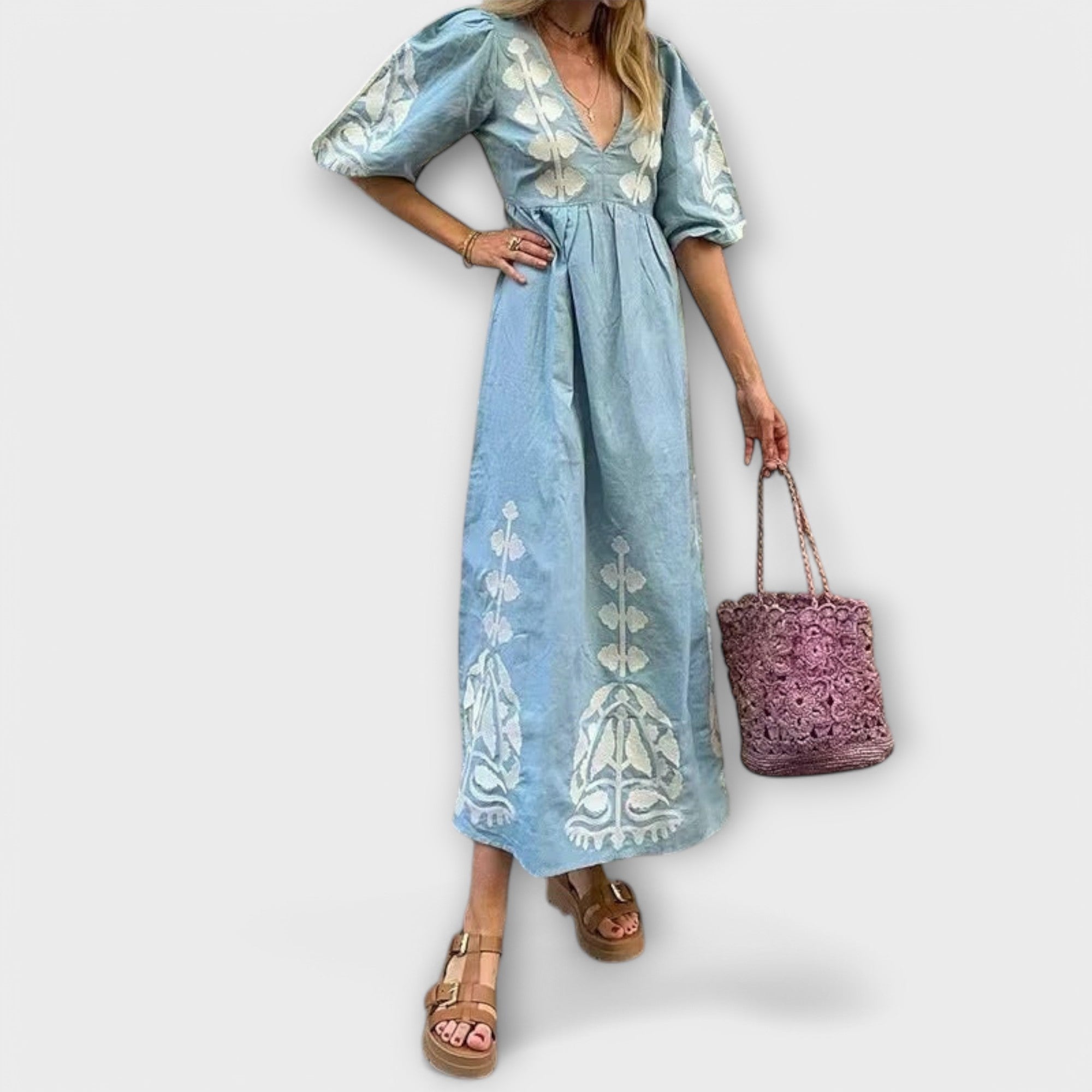 Sílvia - Spausdintas Suknelė be Pastangų Elegancijai