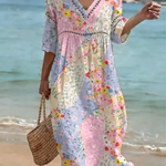 Clara Waverly™ | Gėlėta Patchwork Suknelė