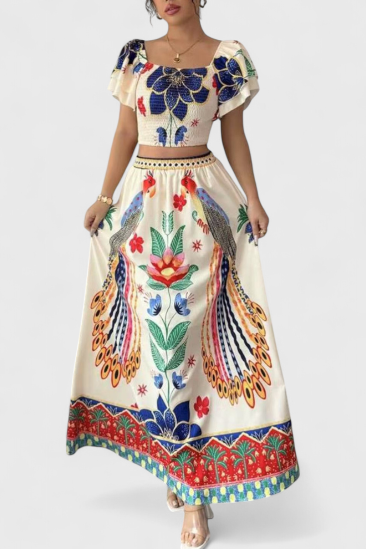 Itzel Boho komplektas su etniniais raštais