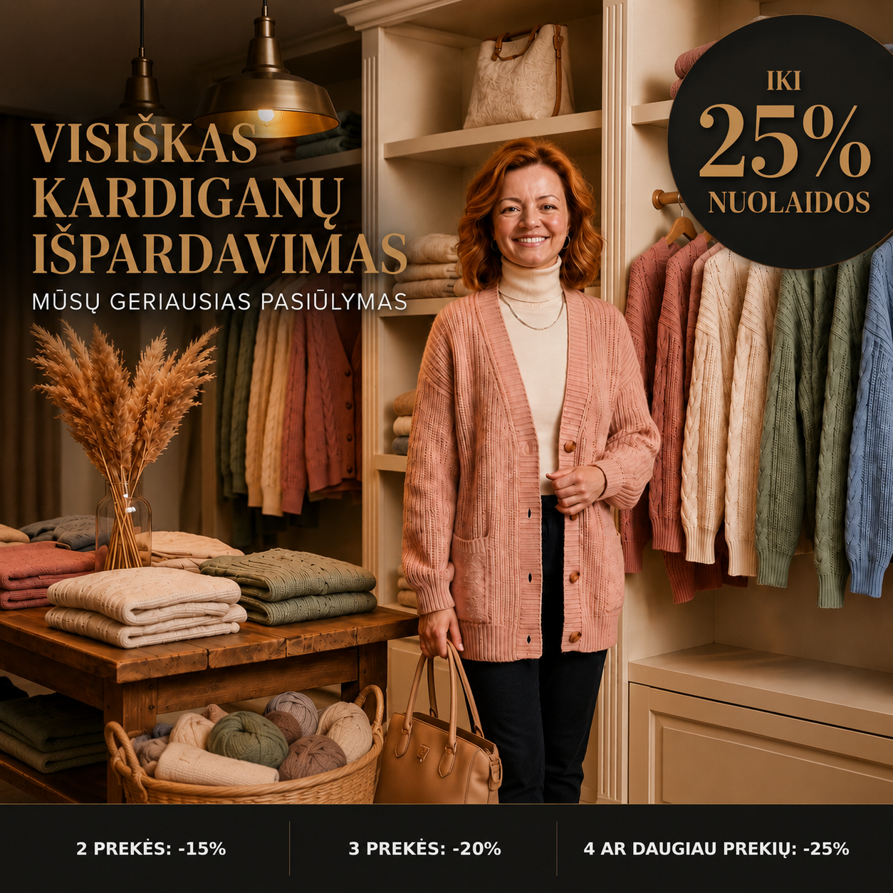 Visiskas kardiganu ispardavimas - iki 25% nuolaidos