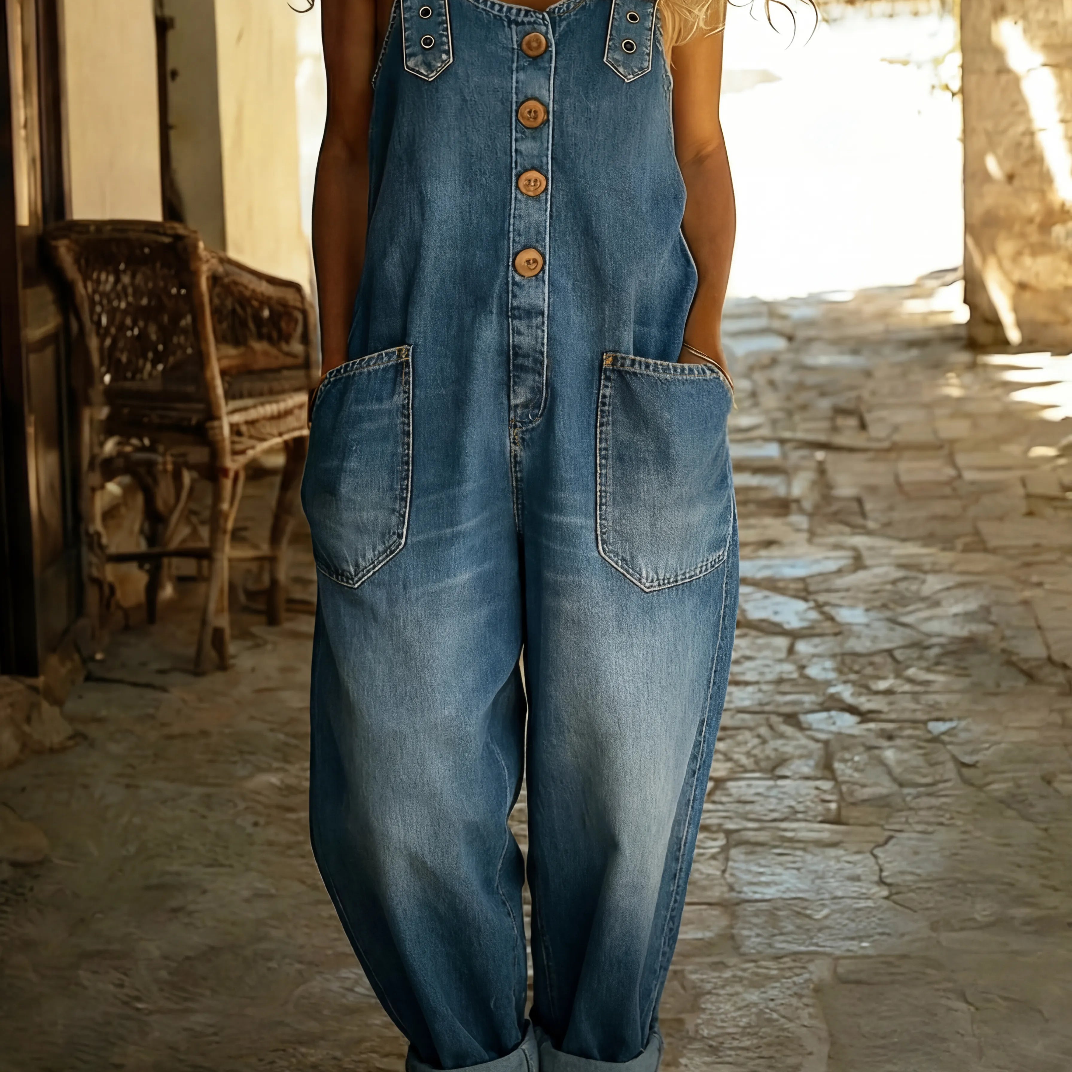 Rocio™ - Mono vaquero casual con hebilla ajustable