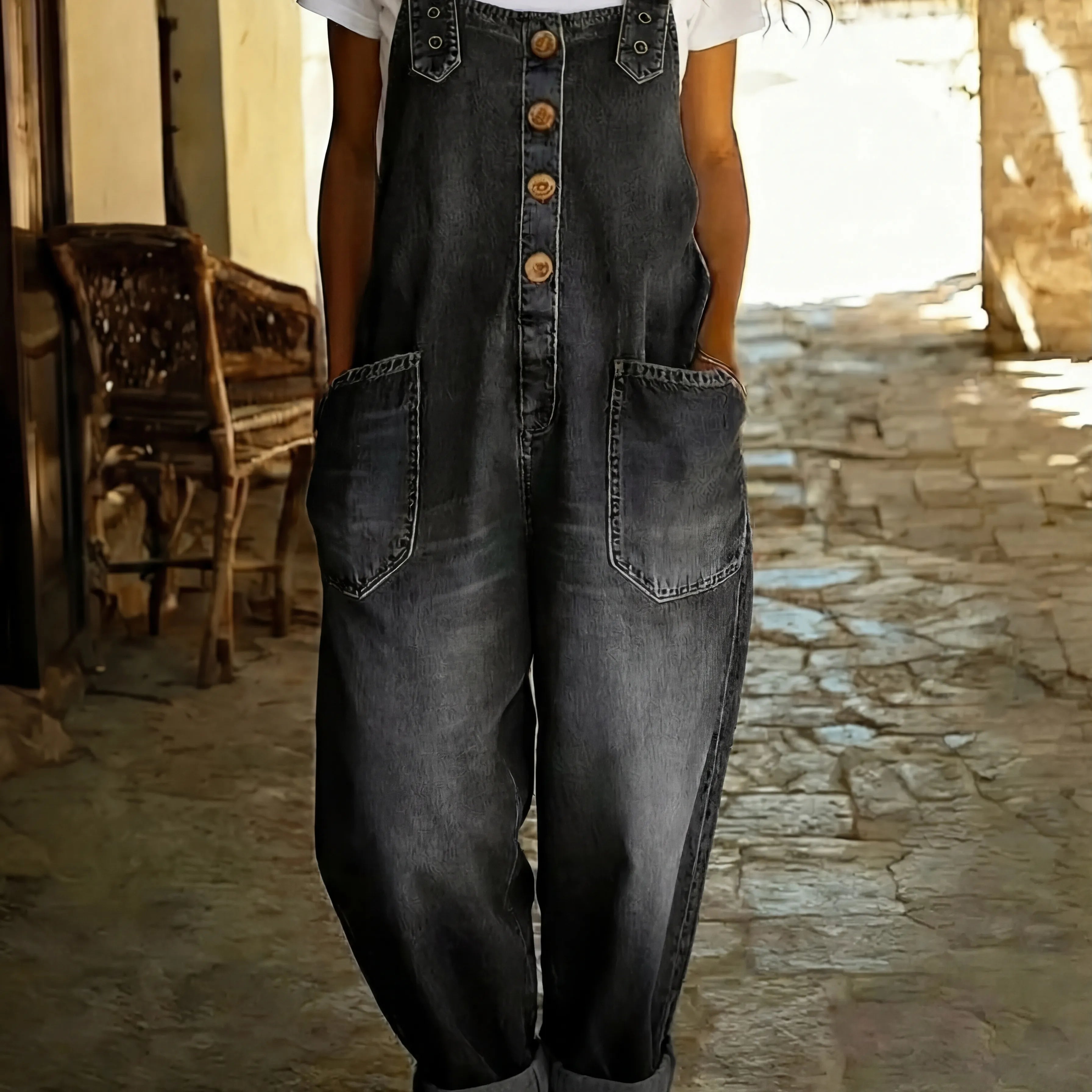 Rocio™ - Mono vaquero casual con hebilla ajustable