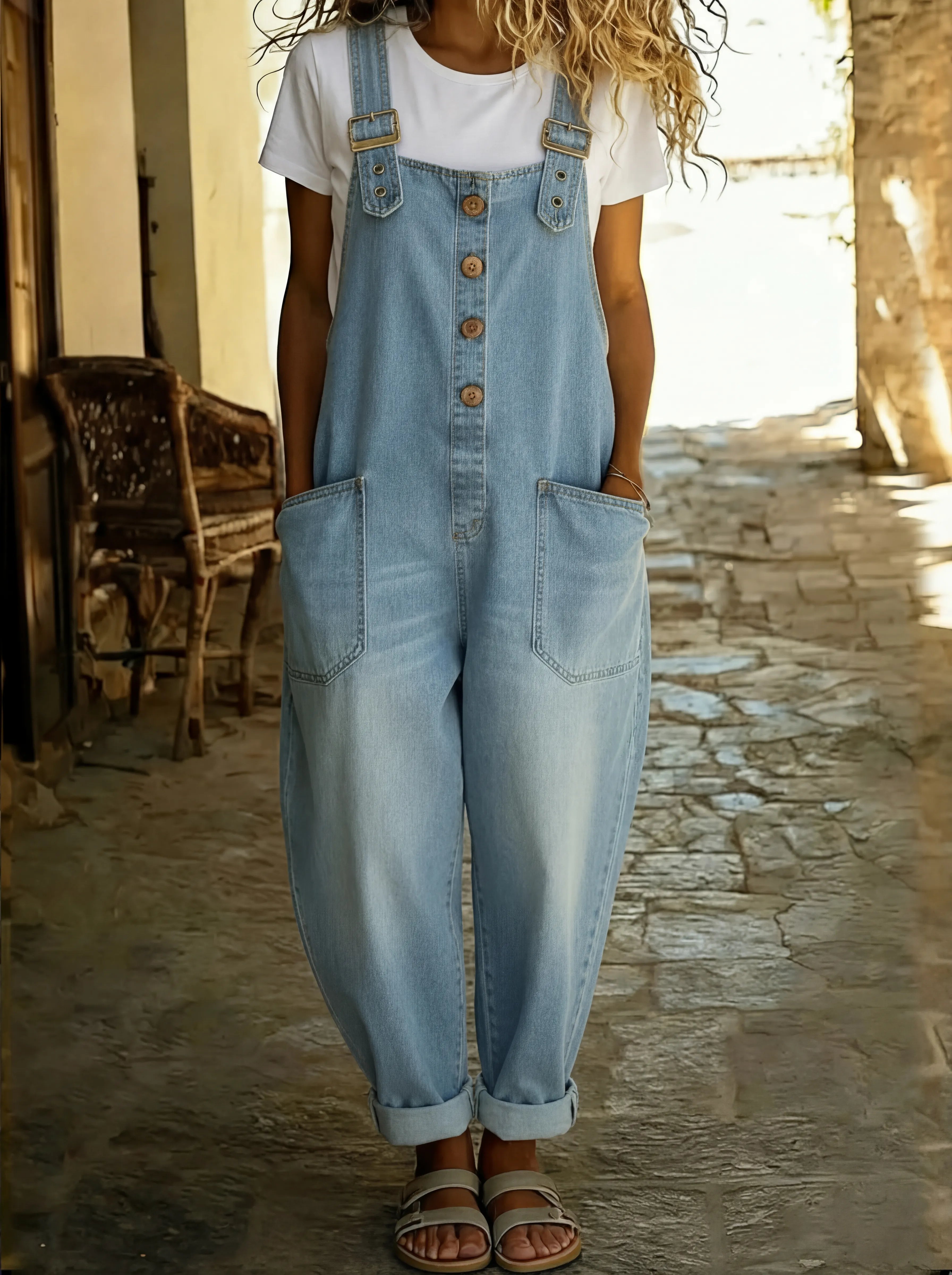 Rocio™ - Mono vaquero casual con hebilla ajustable