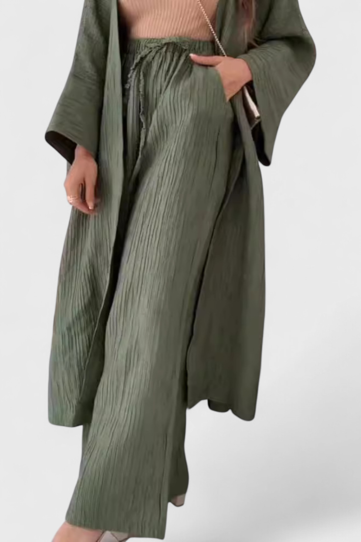 Kaspijos dviejų dalių atsipalaidavimo komplektas su ilgu kimono