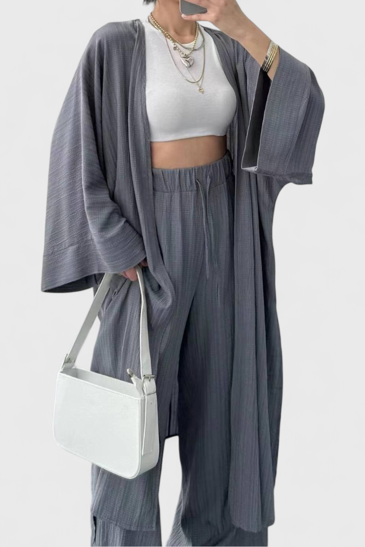 Kaspijos dviejų dalių atsipalaidavimo komplektas su ilgu kimono