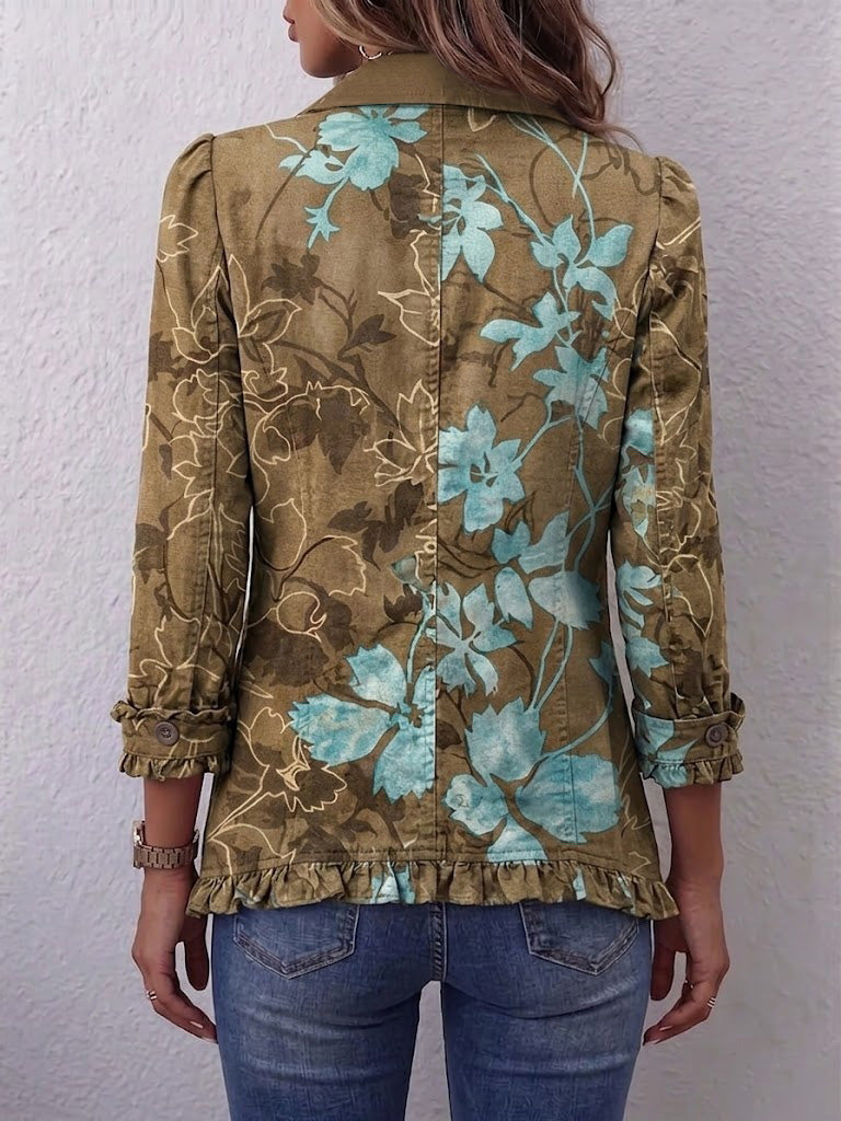 Laima™ | Boho stiliaus gėlėtas švarkelis su spalvų perėjimu