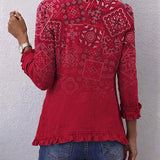 Rasa™ | Bohemiškas paisley ombré švarkelis su klostėmis